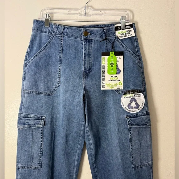 Trendy Wide Leg High Waist Cargo Jeans - Picture 5 of 8